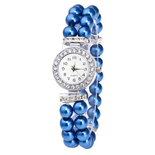 Pearl String Bracelet Watches Women Ladies Fashion Quartz