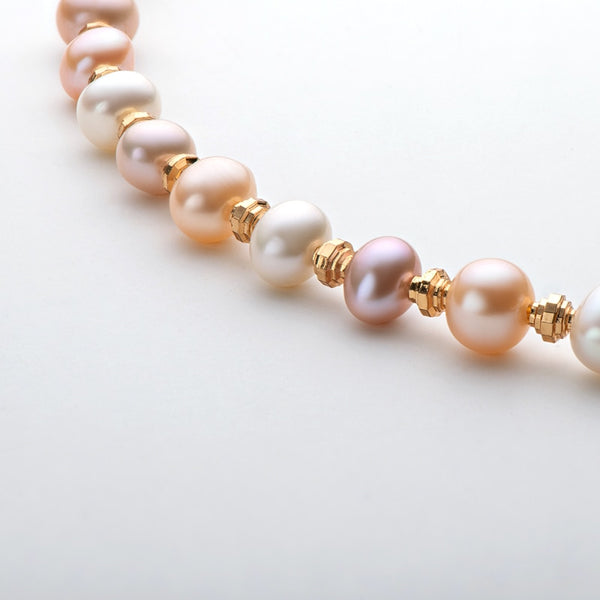 Z&C - 14K Gold Plated Necklace 5.5 - 7mm Natural Freshwater Pearl Elegant Pearl Necklace